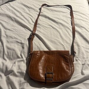 Michael Kors Croc-Embossed Brown Crossbody Bag